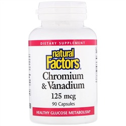 Natural Factors, Хром и Ванадий, 125 мкг, 90 капсул