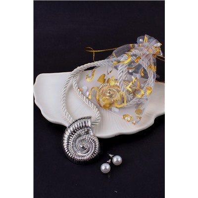 Колье с крупной ракушкой "Морская симфония" на шнурке + Подарок, в подарочном мешочке НАТАЛИ, 1131009