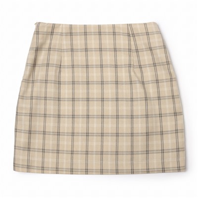 Юбка мини женская MINAKU: Casual Collection, клетка бежевая, размер 44