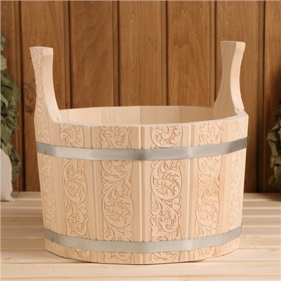 Шайка - таз для бани и сауны «Узоры», 10 л, деревянная