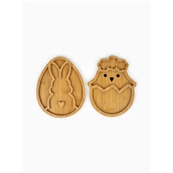 Подарочный набор, менажницы «Пасхальные животные»: заяц 30×24 см, цыплёнок 30×24 см