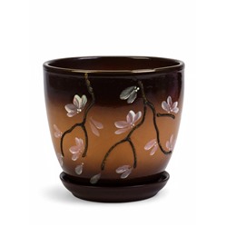 Горшок для цветов «Миндаль», 2.5 л, d=18.5 см, h=16.5 см, с поддоном, керамика, коричневый