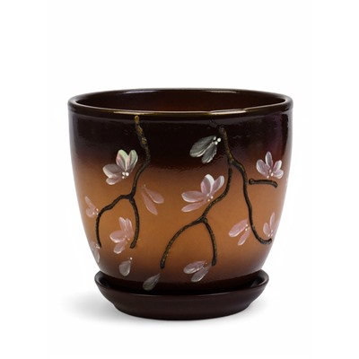 Горшок для цветов «Миндаль», 2.5 л, d=18.5 см, h=16.5 см, с поддоном, керамика, коричневый