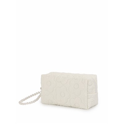 Косметичка женская «Цветочек», ручка из бусин, молочная