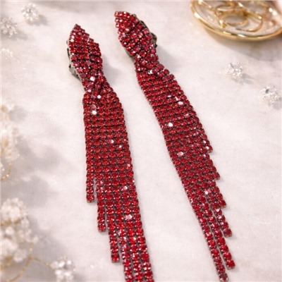 Длинные клипсы "Вечерние", цвет: красный, арт.012.078