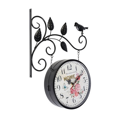 УЦЕНКА Часы настенные интерьерные «Птичка на ветке», двусторонние, на подвесе, 50×32 см, циферблат d=21 см, от батареек 2хАА