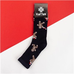Носки новогодние мужские KAFTAN «Печенька», размер 41-44 (27-29 см), чёрные
