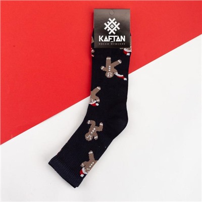 Носки новогодние мужские KAFTAN «Печенька», размер 41-44 (27-29 см), чёрные