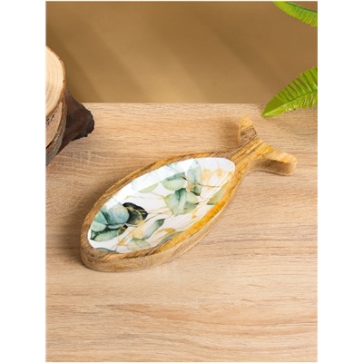 Блюдо в форме рыбки «Листья», 25.5×10×2 см, дерево манго