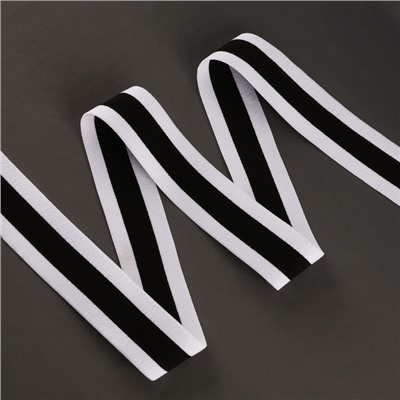 Резинка тканая, мягкая, 40 мм, 4.5±1 м, чёрная, белая