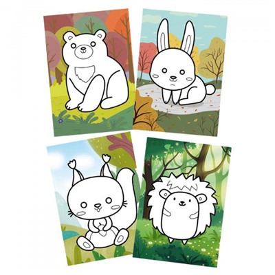 Раскраска А4 "Раскрась пластилином. ЛЕСНЫЕ ЖИТЕЛИ" РПКМ-ЛЖА4 Каляка-Маляка