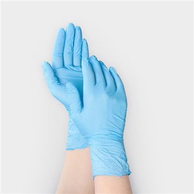 Перчатки нитриловые Nitrile, смотровые, нестерильные, размер XL, 200 шт/уп (100 пар), голубые