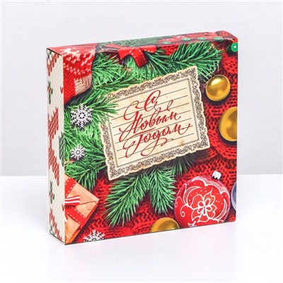 Коробка под 16 конфет «Новогодняя», 17.5×17.5×3.5 см
