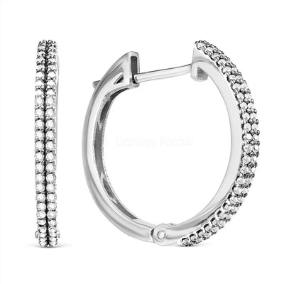 Серьги из серебра с фианитами родированные 925 пробы с-7192р200