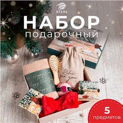 Новогодний подарочный набор «Этель» Relax, 5 предметов, полотенце, мочалка, расчёска