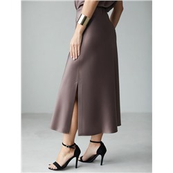 Юбка миди с разрезом из струящегося плотного сатина