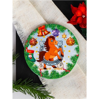 Подставка под горячее, кружку 10 см Символ Года 2026 Лошадь / КD021 /уп 144/ новогодняя