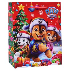 Пакет подарочный глянцевый "Щенки" M новогодние
