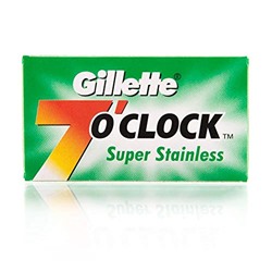 Лезвия для бритья классические двусторонние Джиллетт(ʤɪˈlet) 7o'Clock Super Stainless 5шт.(20X5шт. =100 лезвий) на карте (Оригинал)
