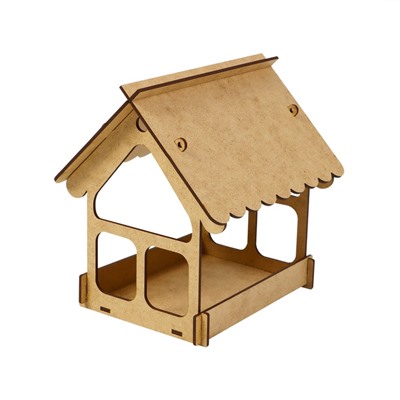 Кормушка - конструктор из ХДФ для птиц «Домик», своими руками, 16.5×12.5×19.5 см, Greengo