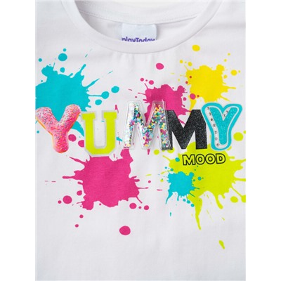 Комплект трикотажный для девочек: джемпер (футболка), юбка-шорты