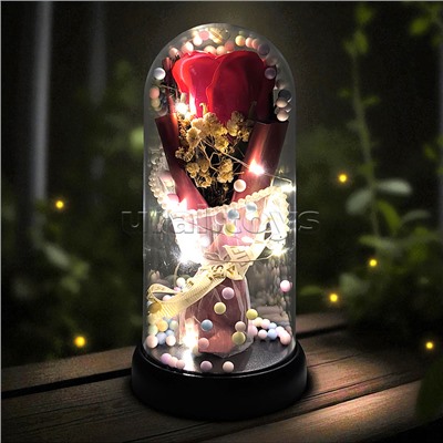 Светильник "Необыкновенная роза" в коробке (красный)