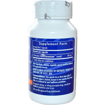 Enzymatic Therapy, L-теанин, 60 растительных капсул