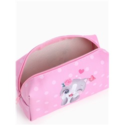 Косметичка-футляр женская с ручкой, маленькая, объёмная, для косметики, лекарств, прокладок, розовая