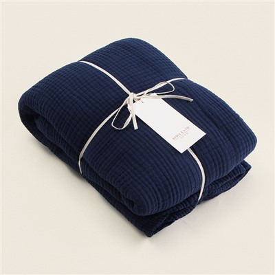 Плед с бахромой SL Home, муслин, 130×170 см, синий