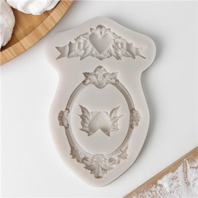 Молд для заливки «Сердца, рамка, лепнина», силикон, 12.5×8.2×1.1 см, МИКС