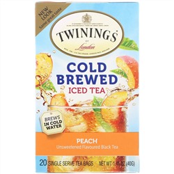Twinings, Чай со вкусом персика для приготовления холодного чая, 20 пакетиков, 1.41 унций (40 г)