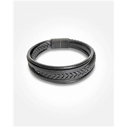 Браслет из стали на кожаном ремешке
