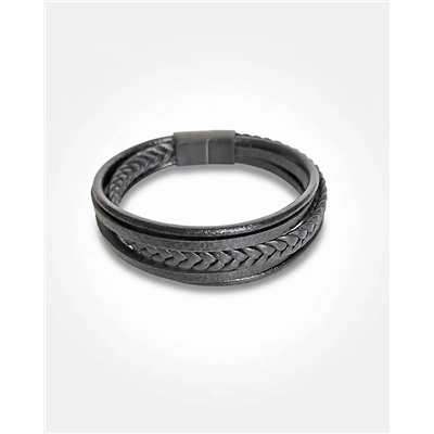 Браслет из стали на кожаном ремешке