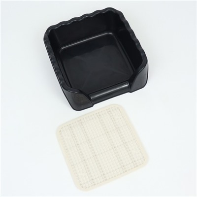 Туалет для собак с высокими бортами и съемной сеткой 43×43×15 см, чёрный