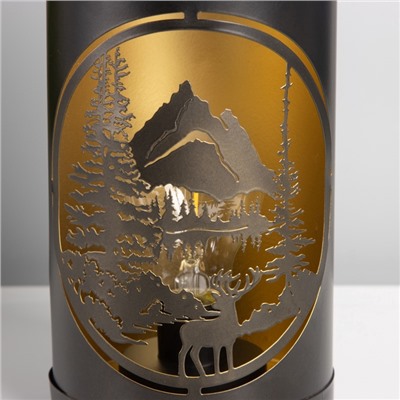 Фигурка светящаяся RISALUX «Закат в лесу», LED-ночник, 3×ААА, чёрный, 12×12×20.5 см