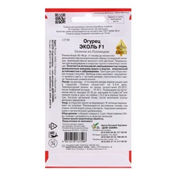 Семена Огурец «Эколь F1», 6 шт., «Дом семян»