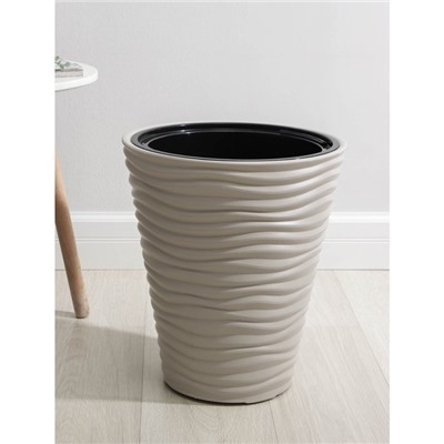 Кашпо для цветов со вставкой IDEA «Дюна», 19.5 л, пластик, кремовый