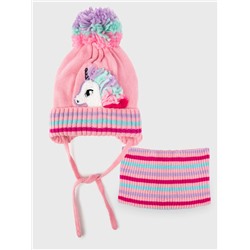 Комплект трикотажный для девочек: шапка, снуд