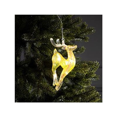 Ёлочная игрушка светодиодная «Олень», 19×8 см, 5 LED, от батареек ААх2, свечение тёплое белое