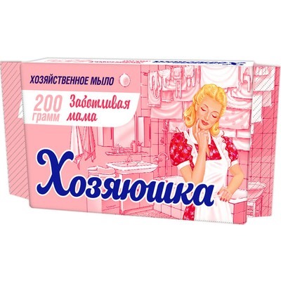 Мыло Хозяйственное Хозяюшка Заботливая мама для стирки детского белья 65% 200г