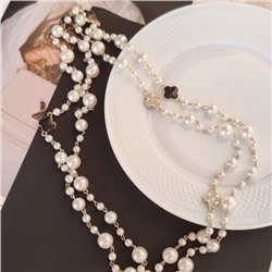 Колье с жемчугом на шею бижутерия, вставка: исск.жемчуг и фианиты, арт.001.703