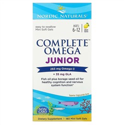 Nordic Naturals, Complete Omega Junior, для детей от 6 до 12 лет, лимон, 180 мини-капсул