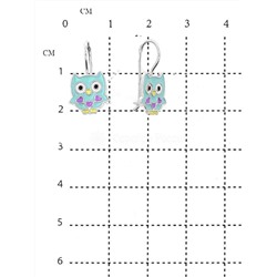 Серьги детские из серебра с эмалью родированные - Совята 925 пробы 5067эр2