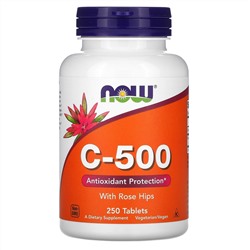 Now Foods, C-500 с шиповником, 250 таблеток