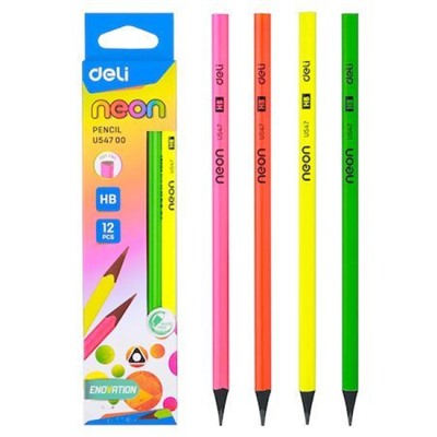 Карандаш пластиковый HB ассорти, трехгранный  EU54700-1 (1208852)  Deli