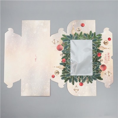 Коробка для капкейков складная с двусторонним нанесением «С Новым годом», 25×17×10 см