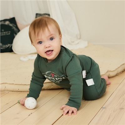 Костюм детский (штанишки, кофточка) «Крошка Я. Еловые веточки», рост 62-68 см, зелёный