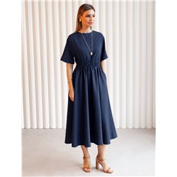 Платье из плотного лиоцелла с поясом на резинке