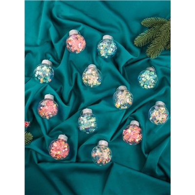 Ёлочные игрушки «Калейдоскоп» волна, шары новогодние, d=6 см, набор 12 шт., МИКС