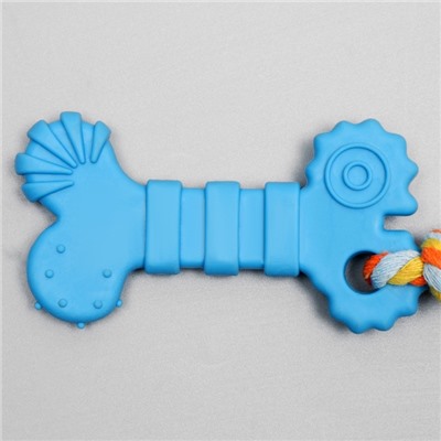 Игрушка жевательная с канатом «Кость с хвостом», синяя